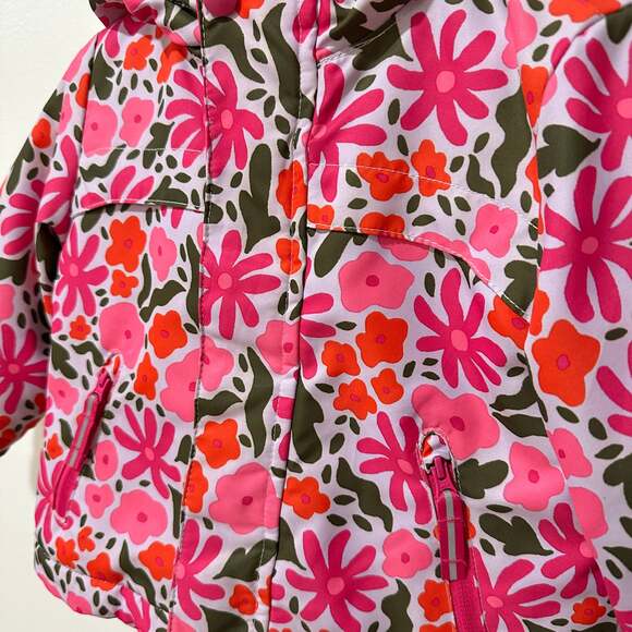 Cat & Jack Baby Toddler Pink Floral Winter Hooded Jacket Size 18M - Picture 2 of 7